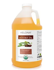 velona Jojoba Oil USDA Certified Organic - 1 Gallon / 128 Fl Oz (with Pump) | 100% Pure and Natural | Golden, Unrefined, Cold Pressed, Hexane Free