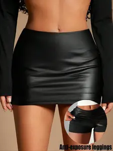 Women's PU Fabric A-Line Skirt, Casual Daily Wear, Versatile High Waist Design, Comfortable Fit, Perfect for All Seasons
