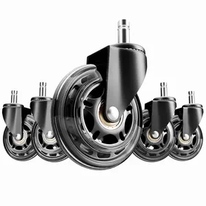 3 Inch Office Chair Wheels Rubber Chair Casters Replacement, Heavy-Duty Computer Gaming Desk Caster Wheel Smooth & Safe Rolling for All Floors Including Hardwood and Carpet, Set of 5