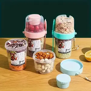 1pc, Salad Cup, Salad Shaker Cup, Plastic Healthy Salad Container with Fork, Salad Dressing Holder, Picnic Lunch Breakfast Salad Cup, Kitchen Supplies, Kitchen Gadgets, Back-to-School Supplies