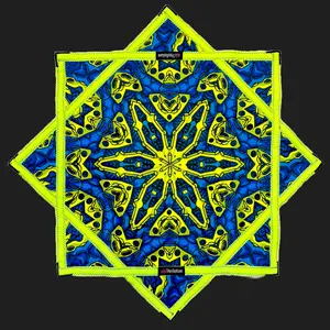 *OLD MATERIAL DISCOUNT* 010.Mini - Blue & UV Yellow Robotic Design + 2x Sided Flow Star (UV Print & Edge) 24"