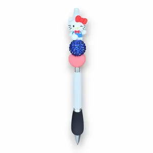 Winking Kitty with Red Bow—Refillable Cushion Pen