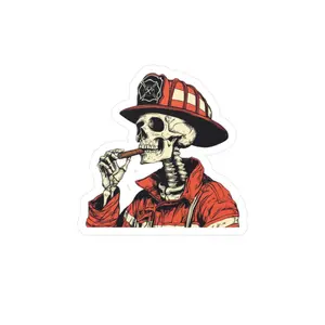 Skeleton Firefighter with Cigar, Fireman Sticker., Electrician, Electrical, Construction Skeleton Decal, Hard Hat Sticker, Blue Collars Stickers, Journeyman, Sparks