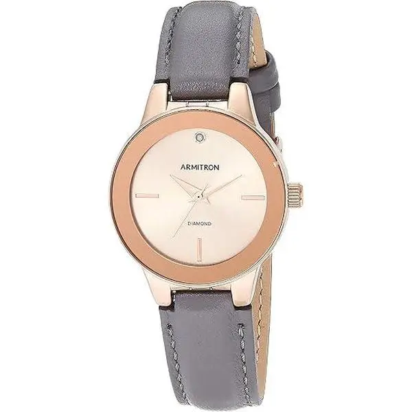 Armitron Gray Leather Calfskin Dress Ladies Watch 75-5410RSRGGY