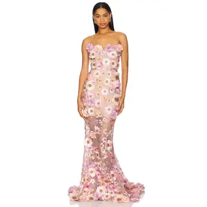 Bronx and Banco Jasmine Gown in Pastel Pink Multi
