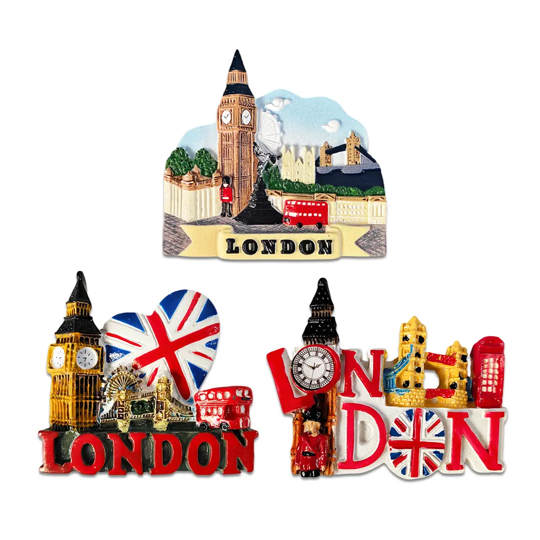 3D Resin London UK Architectural Landscape Refrigerator Magnets - Reusable UK Souvenir Gifts with Big Ben, Tower Bridge, Red Phone Booths, Red Double-Decker Bus, 3D Stickers for Home Kitchen & Office Cabinet Decoration, Architecture