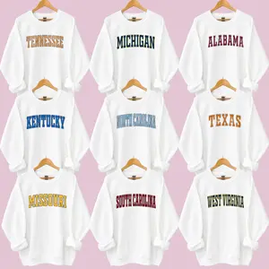 Vintage Varsity College Sweatshirt Retro Athletic Game Day Crewneck, Sports Fan Gift, WHITE Color Sweatshirt Size S- 5XL, Graphic Outfit Daily