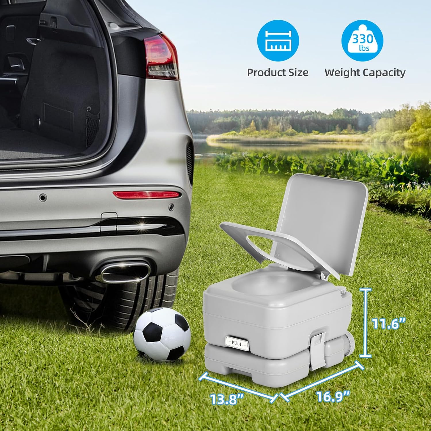 YITAMOTOR 3.17 Gallon Portable Toilet for Camping, RV Travel Potty with Press Flush Pump, Leak-proof Seal Ring for Travel, Boating, Hiking, Trips