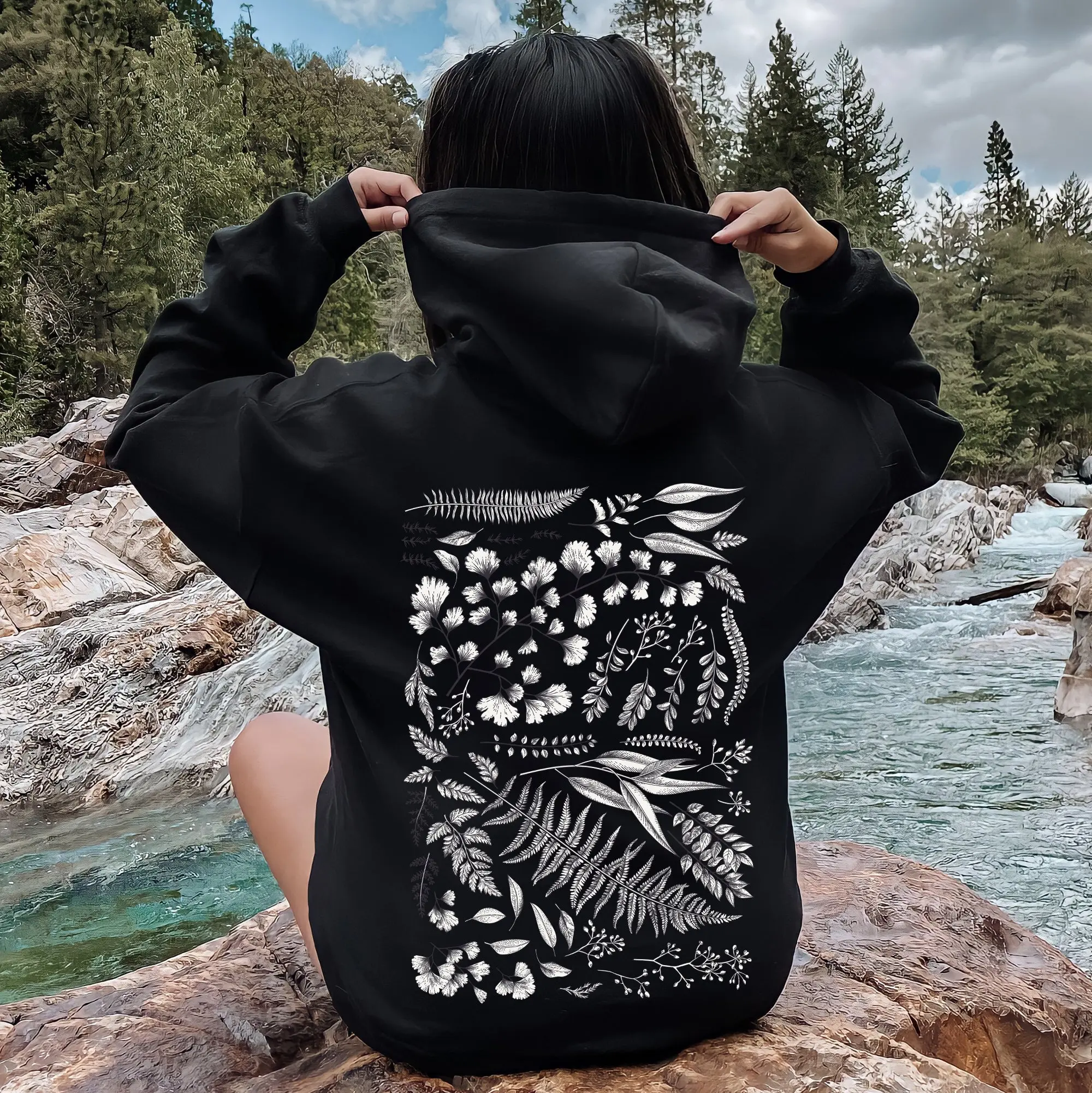 Vintage Fern Illustration Botanical Nature Hoodie