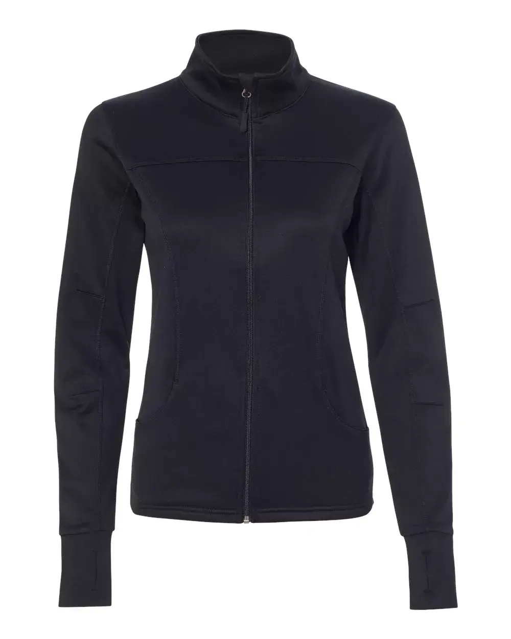 Independent Trading Co. Women's Fitted Poly-Tech Full-Zip Long Sleeve Outerwear, Polyester Fleece Slim Fit Track Jacket with Zippered Pockets