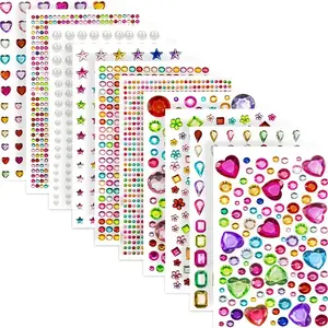 10 Pieces Shimmering Multicolor Glossy Gemstone Stickers Self Adhesive Sparkling Crystal Diamond Stickers Irregular Shapes Perfect for Metal and Ceramic Surfaces Create Stunning Decorations for Crafts and DIY Projects