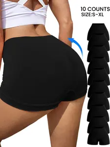 Women's Seamless Breathable Comfort Fit Mid-Waist Casual Briefs, High Elasticity Knit Fabric, Home Sleep Shorts,Match any Clothing,Yoga Wear,Sports Yoga Shorts,Seamless Stretch Shorts,All-Season, Stretchy Seamless Shorts