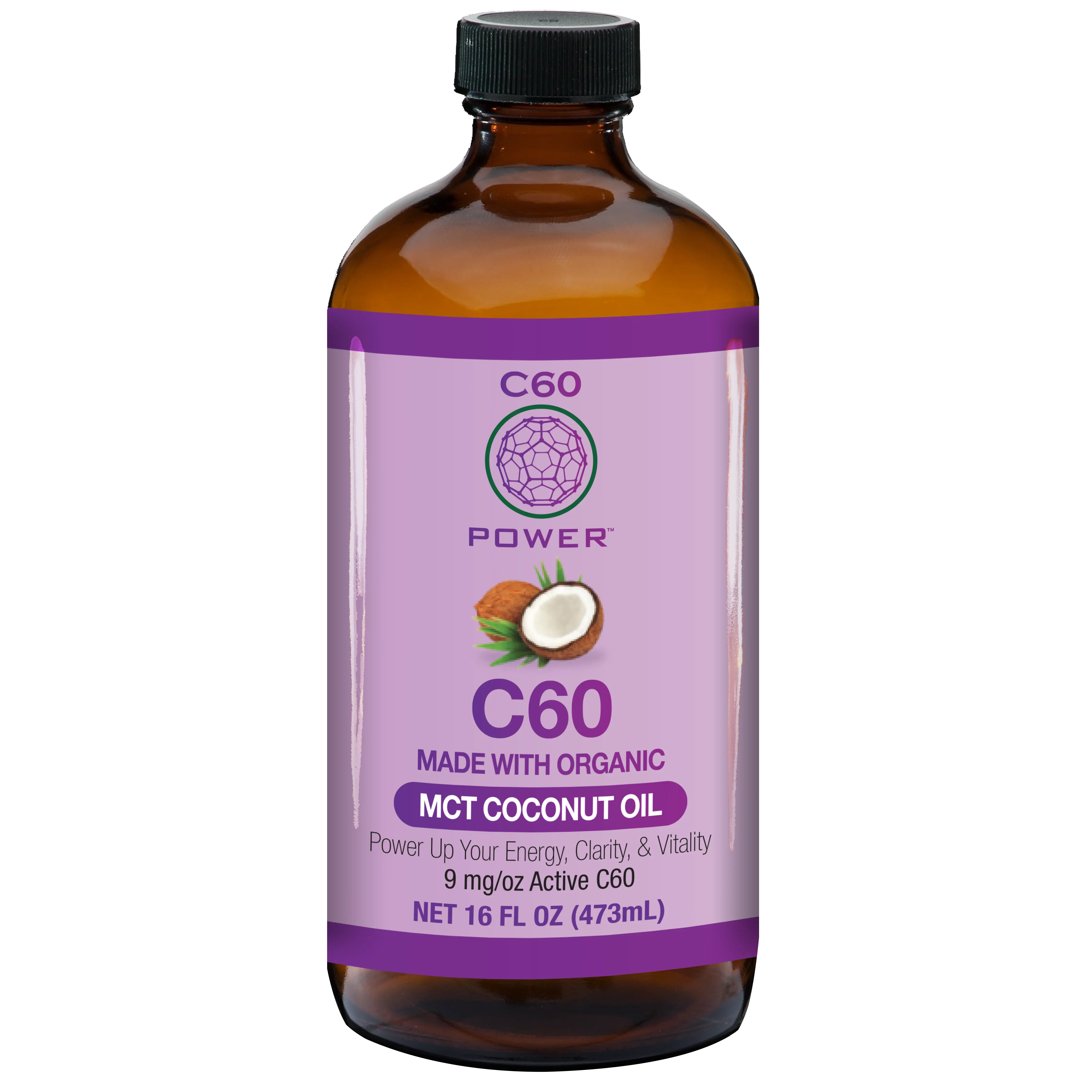 C60 POWER Certified Organic Natural Edible Health Supplement - C60 in MCT Coconut Oil, USDA Pure Antioxidant, Energizing, Fitness Support for Dietary Wellness & Vitality, Fitness Supplement