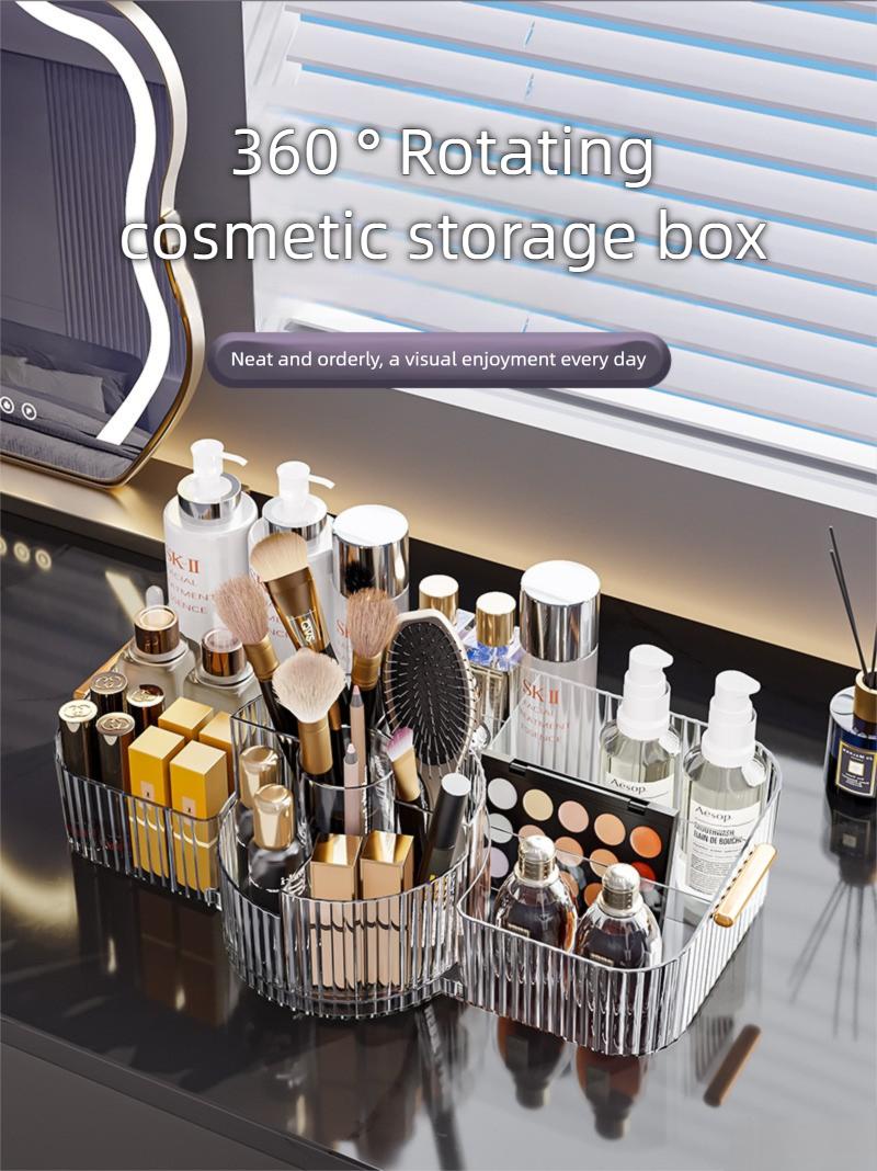 360° Rotating Makeup Organizer, Fits Tall Bottles Skincare Display Case for Vanity, Luxury Cosmetic Storage Box for Brushes & Perfumes 360° Rotating Makeup Organizer, Fits Tall Bottles Skincare Display Case for Vanity, Luxury Cosmetic Storage Box for Brushes & Perfumes