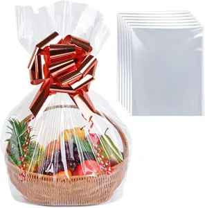 6PCS Extra Large Cellophane Bags, 30x40 Inches Clear Cellophane Wrap for Gift Baskets, Jumbo Huge Packaging Clear Gift Bags 2.8 Mil Thick