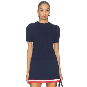 525 America Sky Cable Crew Neck Pullover in Dark Blue