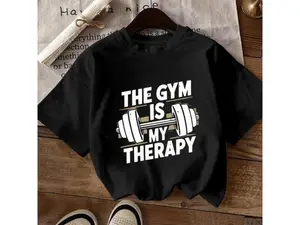 Unisex Women's Gym Motivation Graphic T-Shirt Workout Tee With Barbell Design Casual Fitness Apparel For Women Sporty Crew Neck Short Sleeve Shirt