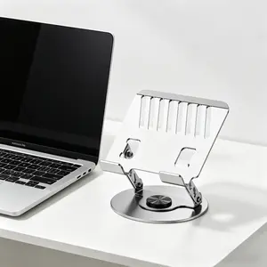 360° Rotating Adjustable Laptop Stand,Laptop Riser Portable Standing Desk for Collaborative Work, Fully Foldable with Dual Rotary Shaft, Fits MacBook/All Laptops up to 10-15“-Grey