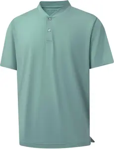 M MAELREG Collarless Golf Shirts for Men Dry Fit Moisture Wicking Performance Solid Casual Mens Henley Shirts Short Sleeve M MAELREG