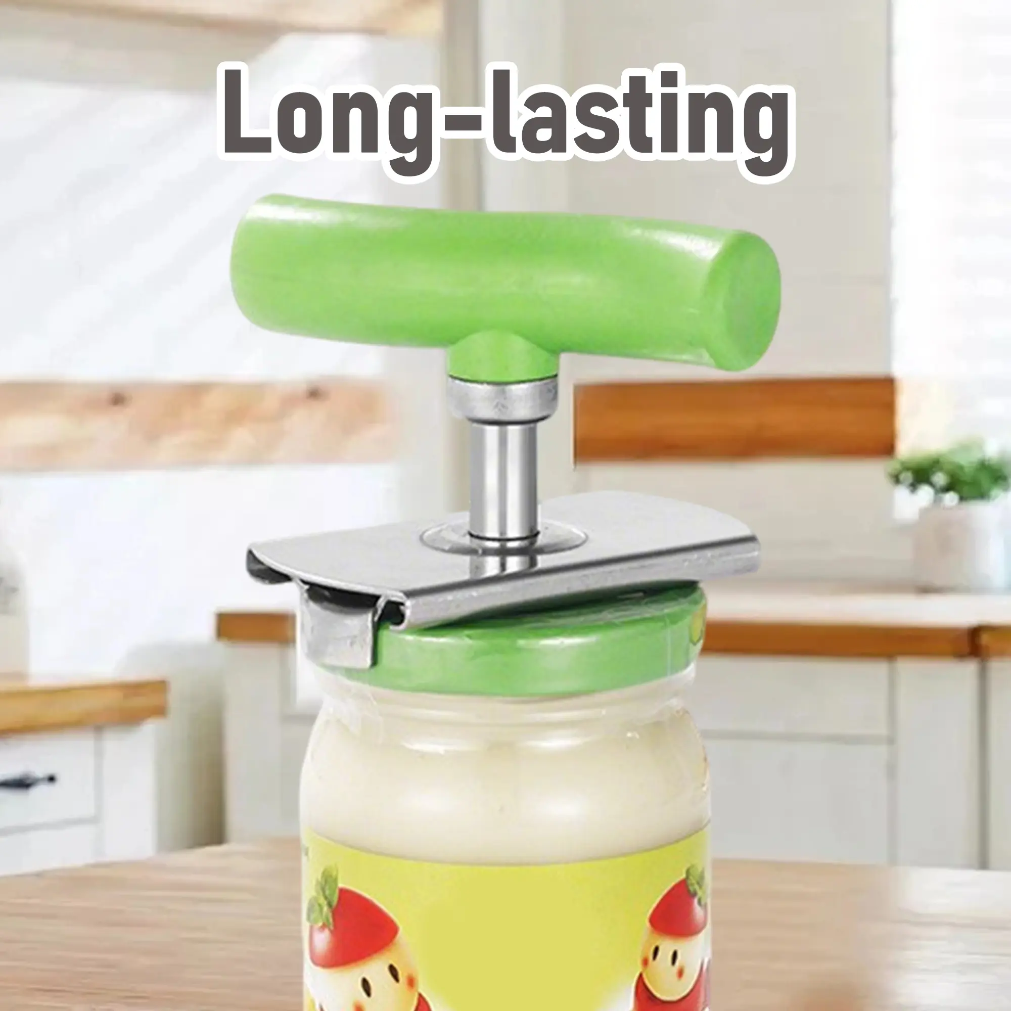 2-Count Stainless Steel Compact Kitchen Jar Opener with Leverage Design, Anti-Slip Grip - Easy to Open the Lids, Adjustable, Fits Small & Medium Cans, White & Green Long-Lasting Lid Opening Home Party Supply Ideal Gift for Seniors