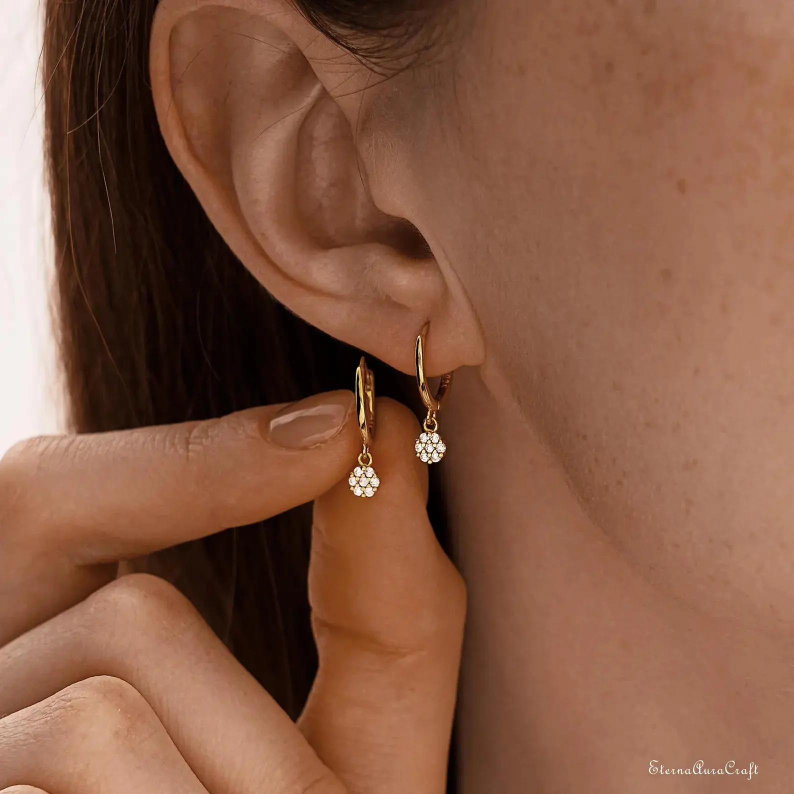 Classic Diamond Drop Earrings | 925 Sterling Silver Huggie Hoops | Everyday & Gift-Ready