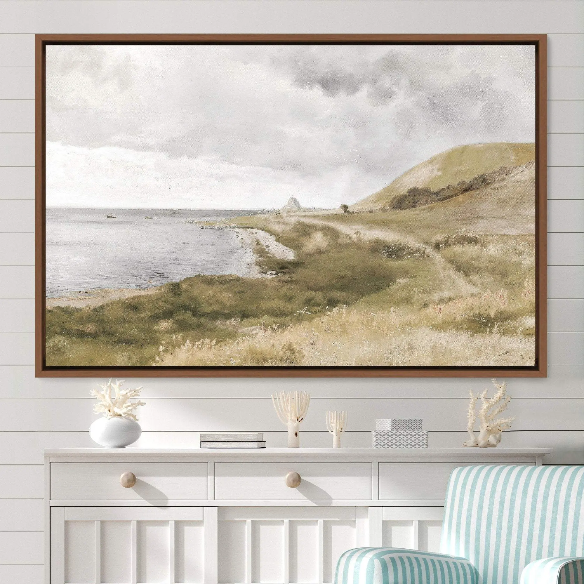Vintage Landscape Large Wall Art Print, Seaside Cliffs Ocean Scenery Framed Large Gallery Art, Vintage Art, Minimalist Art, Gift, Wall Decor
