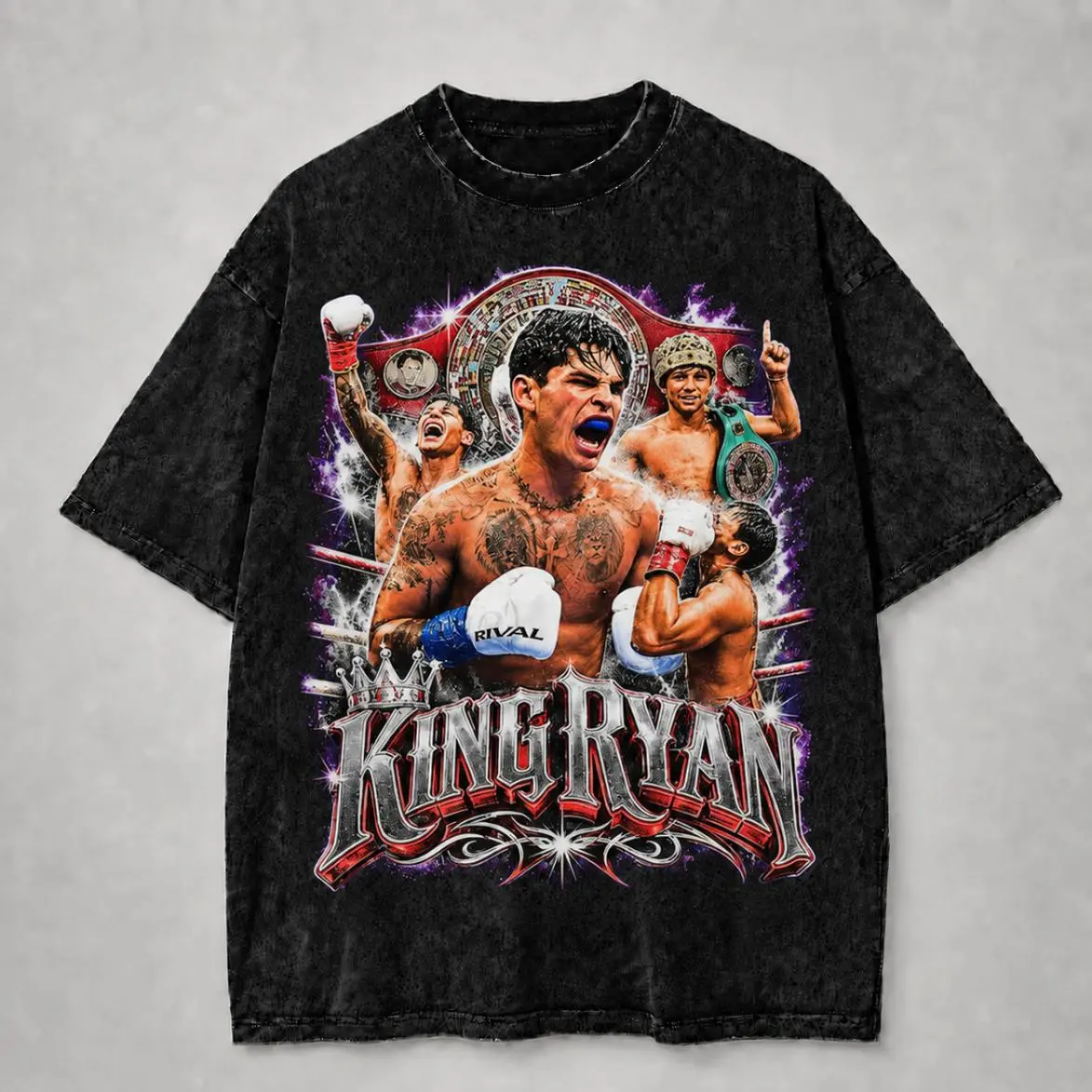 King Ryan Garcia Boxing Graphic Wash Tee, Fight Night T-Shirt, Hoodie, Sweatshirt, Unisex Streetwear Style Fan Shirt