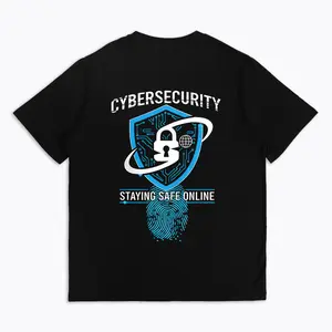 Cybersecurity T-shirt for Men Staying Safe Online Graphic Tee Tech Inspired Design with Lock and Fingerprint Secure Your Digital World