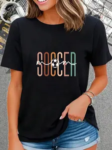 100% Cotton Soccer Mom Soccer Mama Cute Mom Life Soccer T-Shirt