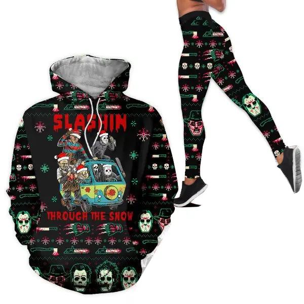 Hannibal Michael Myers Freddy Krueger Ghostface Hoodie and Leggings Set – 3D Horror Movie Character Outfit for Halloween Fans