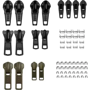 Zipper Repair Kit for YKK Metal, Molded Plastic & Coil Zippers, Compatible with YKK #3#5 Sizes, Sliders & Pulls for Clothing, Bags & Outdoor Gear