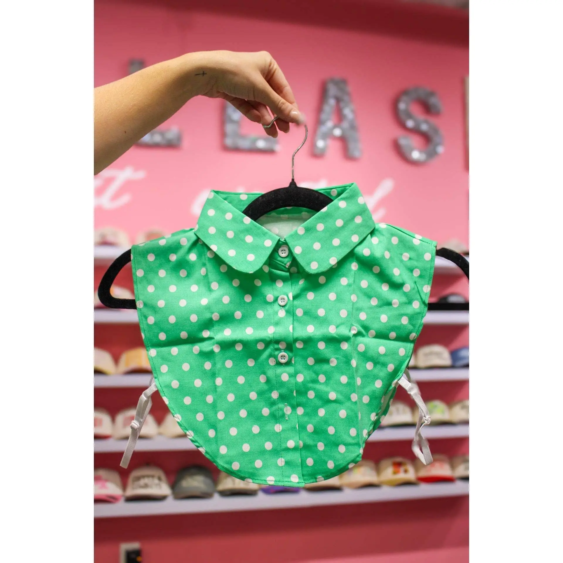 Dog & Cat Green Polka Dot Collar T-Shirt Vest, Summer Pet Shirt, One-Piece
