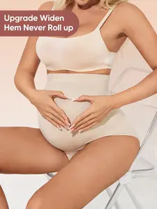 High Waist Maternity Panties, High Stretch Seamless Design, Comfortable Skin-Friendly Fabric, Essential for Pregnancy Daily Use