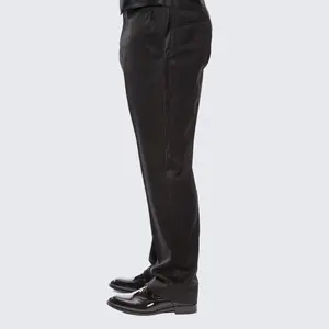 Premium Black Classic Fit Tuxedo Pants with Satin Stripe