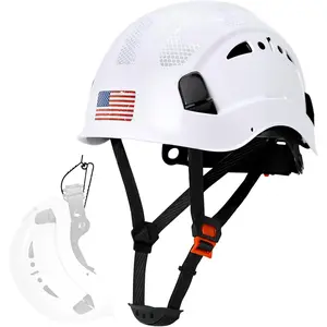 Vented ABS Hard Hat with 6-Point Suspension & Reflective Stickers, Lightweight Construction Safety Cap with Chin Strap, Adjustable Fit for Industrial Outdoor Work