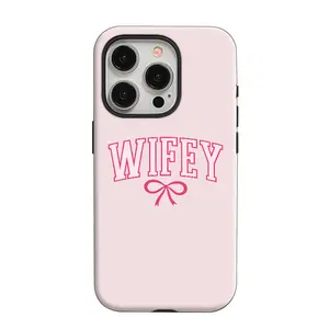 Pink Wifey bow Two-in-one phone case suitable for iPhone 16 15 14 13 12 11 plus pro Max 16Promax shockproof bold protective phone casing
