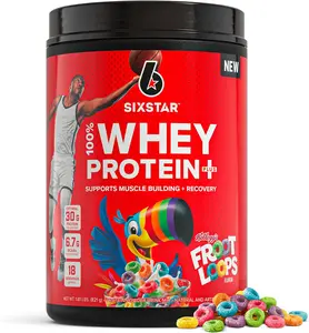 Six Star Whey Protein Powder Plus Kellogg’s Froot Loops Flavor 1.8 Lbs 30G Protein BCAAs Immune Support Post-Workout Supplement Muscle Building Recovery Formula Healthcare Dietary Fitness