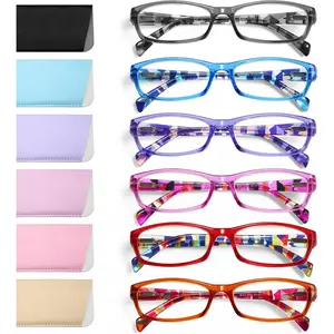 Reading Glasses for Women, 6 pack Fashion Readers for Women Men Spring Hinge Eye Glasses, Blue Light Reading Glasses