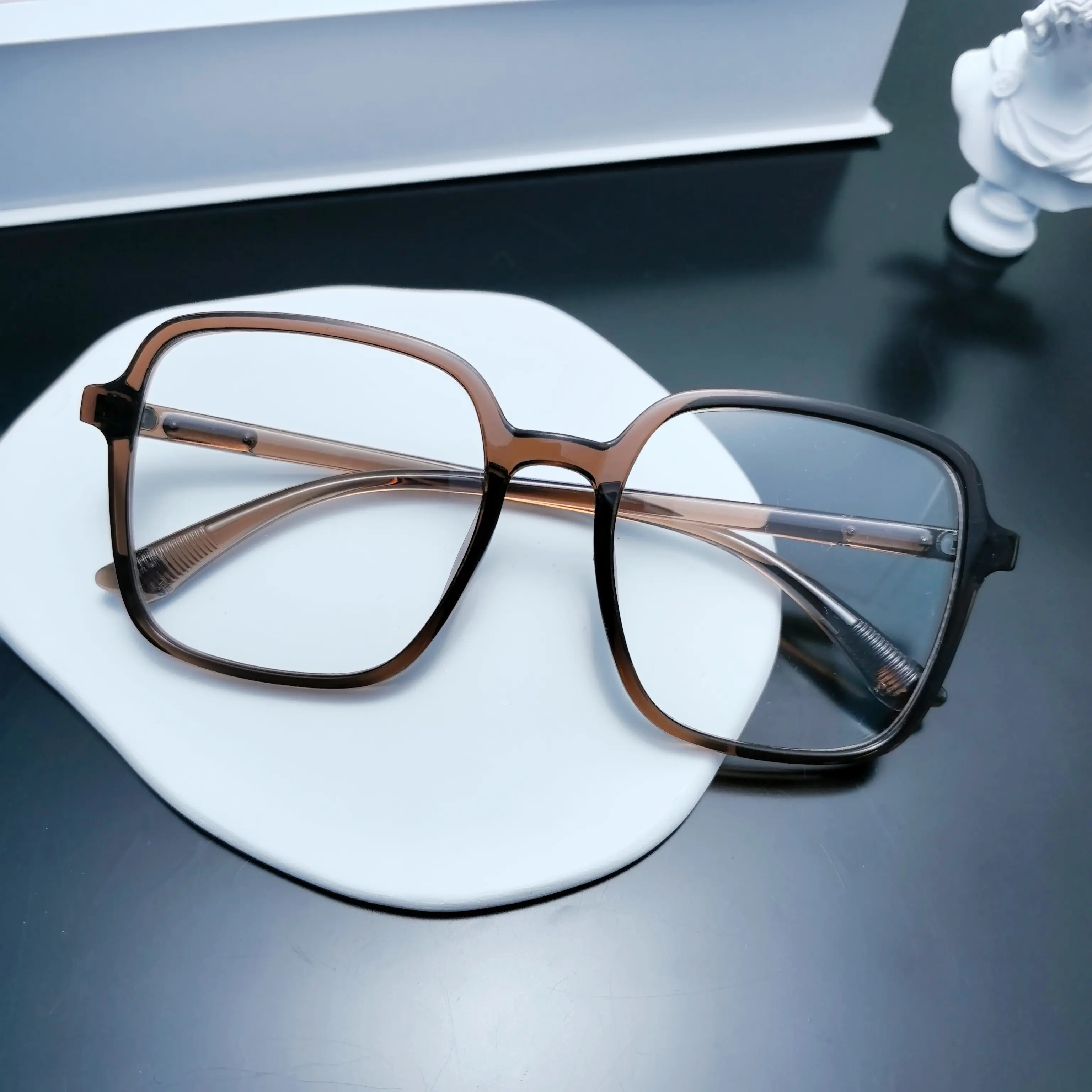 HAITONGCR Oversized Blue Light Blocking Reading Glasses for Women & Men, Anti-Glare Square Frame Readers with Strength +1.00 to +4.00