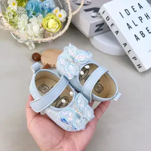 Spring and Autumn Style 0-1 Year Old Newborn Baby Flat Shoes Cute Bow Sweet Princess Shoes Comfortable Non-Slip Soft Sole Baby Shoes