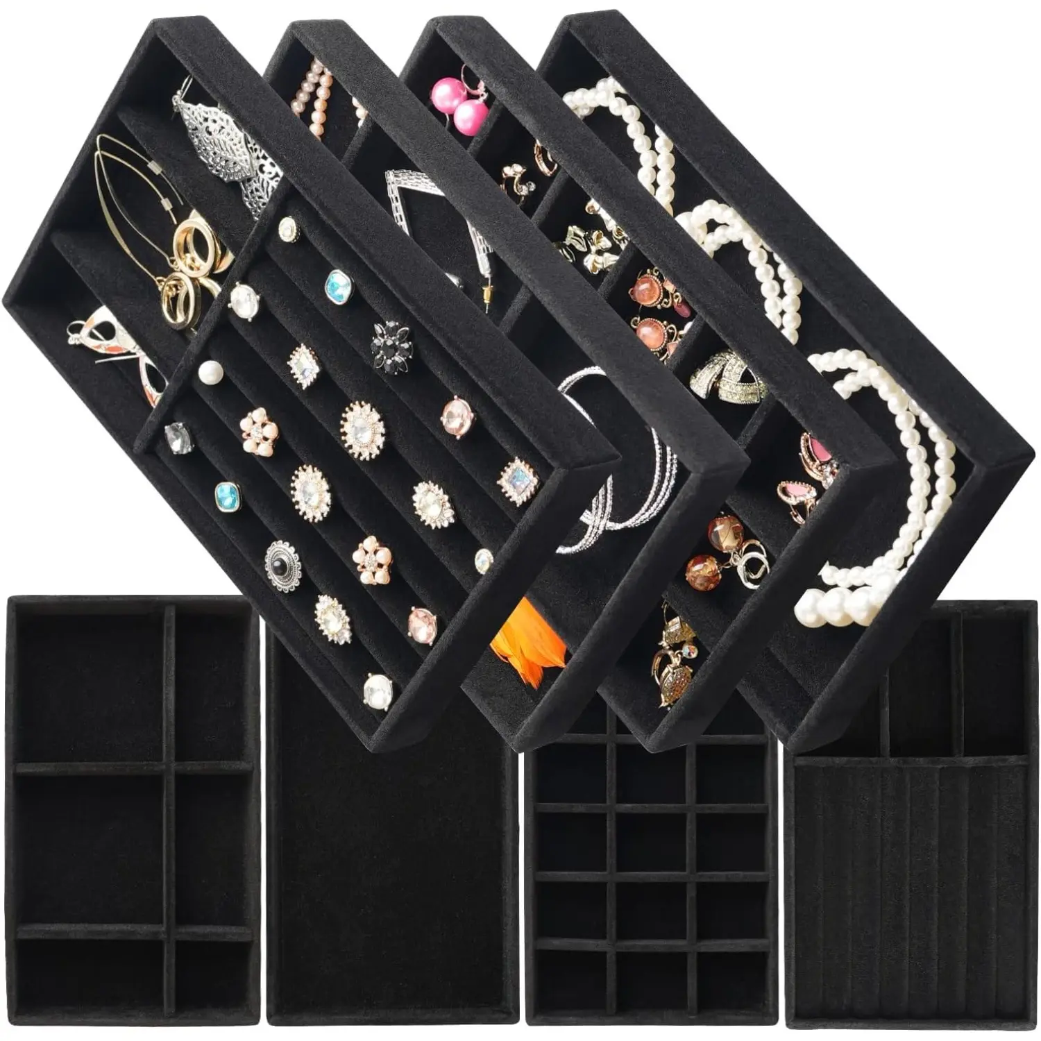 8 Pack Jewelry Trays For Drawers and Can Effectively Organize Jewelry Such As Rings,Earrings,Necklaces And Bracelets,Jewelry Drawer Organizer Tray Set,Halloween Christmas Party Fathersdaygift,Hand Tools Kits