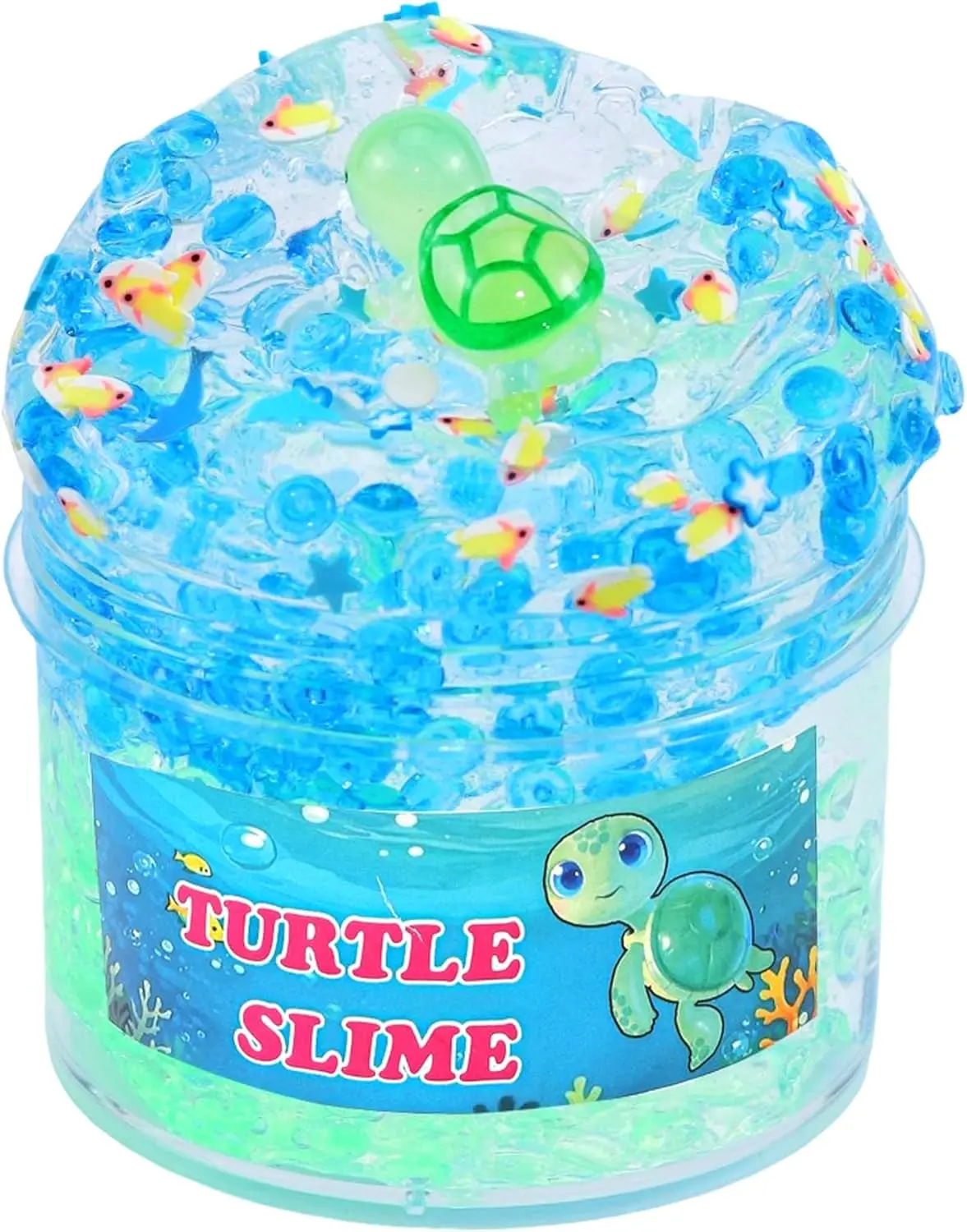 Summer Spring Gift Clear Glitter Slime Kit with Little Turtle Toy for Girls Age 6-14,Crunchy Slime Supplies for Kids,Fun DIY Craft Gift for Birthdays Party Favors