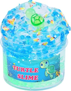 Summer Spring Gift Clear Glitter Slime Kit with Little Turtle Toy for Girls Age 6-14,Crunchy Slime Supplies for Kids,Fun DIY Craft Gift for Birthdays Party Favors