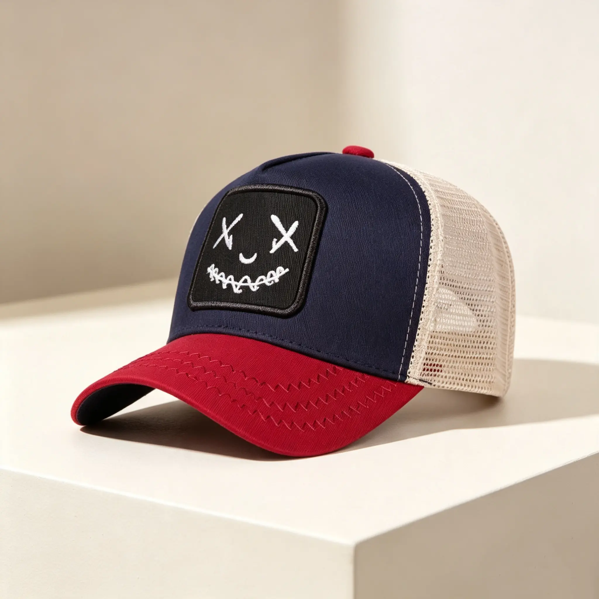 XX Smiling Embroidered Mesh Baseball Hat, Four Seasons Versatile American Duck Tongue Hat, Men's and Women's Breathable Sun Hat, Four Seasons Versatile Baseball Hat for Men and Women