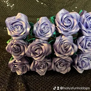 Light purple handmade satin roses