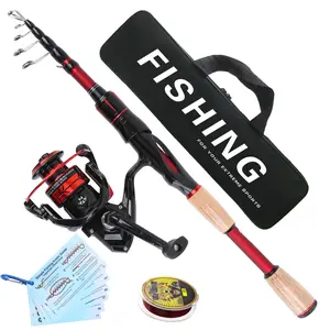 Carbon Fiber Adjustable Fishing Rod Set, High Performance Telescopic Rod, Includes Line and Knot Guide, Portable for Camping and Travel