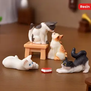 [6pcs Vintage Cat Figurines] 6pcs Vintage Resin Miniature Cat Figurines | Indoor & Outdoor Fairy Garden, Tabletop Craft Decor | Multi-Occasion Gifting for Christmas, Valentine's Day, Eid al-Fitr, Cinco de Mayo Room Ornaments