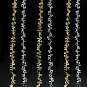 4E's Novelty Set of 4 Crystal Beaded Christmas Tree Garland Ornaments - Silver & Gold Bead Garland for Christmas Tree Decorations Acrylic Twist