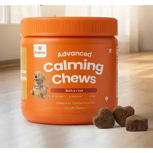 BrighTide Advanced Calming Chews for Dogs - 120 Soft Treats - Melatonin & Chamomile for Dog Stress, Separation Anxiety Relief & Thunderstorm Sleep Support
