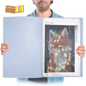 A3 Art Portfolios Case 40 Pages, Painting Storage Book,Pocket Protector with Index Stickers,11.8 x 16.5 inch Clear Sheet Protectors Portfolio Folder for Artwork,Report,Photo (Blue)